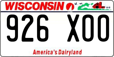 WI license plate 926XOO
