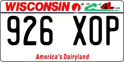WI license plate 926XOP