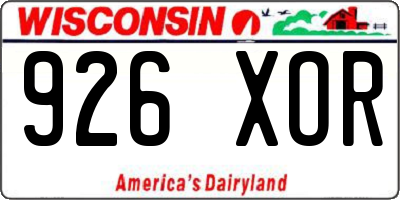 WI license plate 926XOR