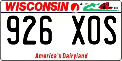 WI license plate 926XOS