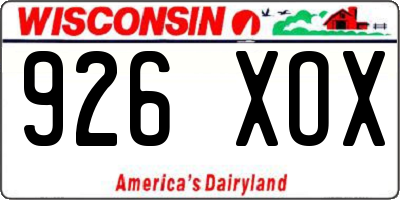 WI license plate 926XOX