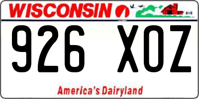 WI license plate 926XOZ
