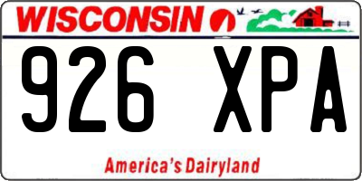 WI license plate 926XPA