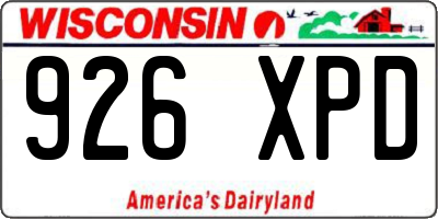 WI license plate 926XPD