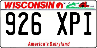 WI license plate 926XPI
