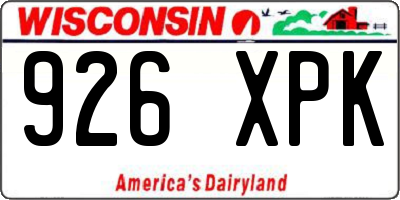 WI license plate 926XPK