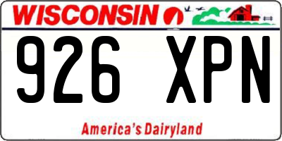 WI license plate 926XPN
