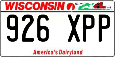 WI license plate 926XPP
