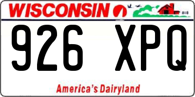 WI license plate 926XPQ