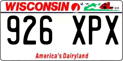 WI license plate 926XPX