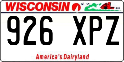 WI license plate 926XPZ