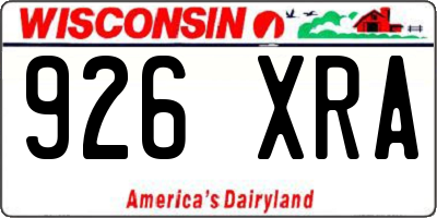 WI license plate 926XRA