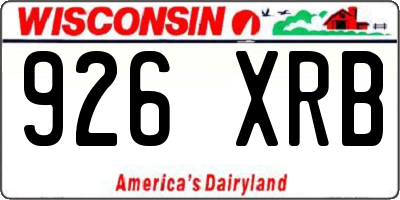 WI license plate 926XRB