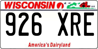 WI license plate 926XRE