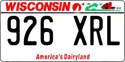 WI license plate 926XRL