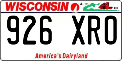 WI license plate 926XRO