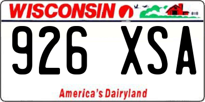 WI license plate 926XSA