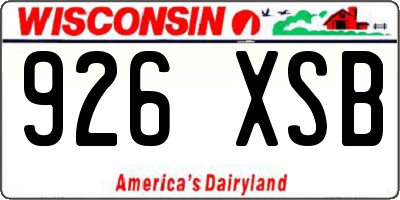 WI license plate 926XSB