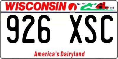 WI license plate 926XSC