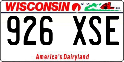 WI license plate 926XSE