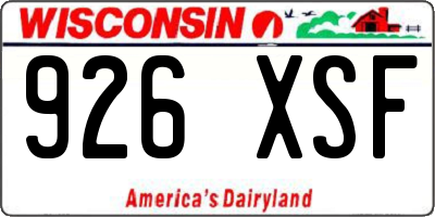 WI license plate 926XSF