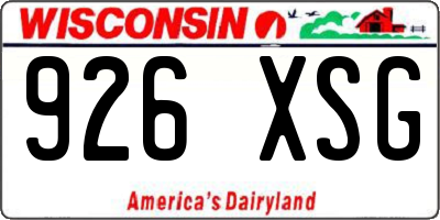 WI license plate 926XSG