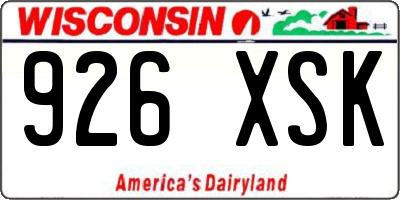 WI license plate 926XSK