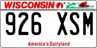 WI license plate 926XSM