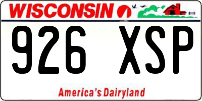 WI license plate 926XSP