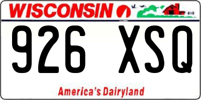 WI license plate 926XSQ