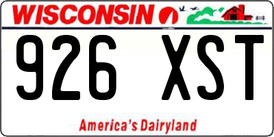 WI license plate 926XST
