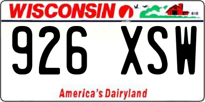 WI license plate 926XSW
