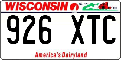 WI license plate 926XTC