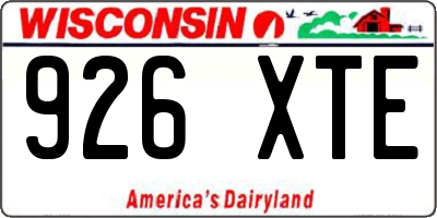 WI license plate 926XTE