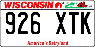 WI license plate 926XTK