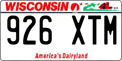 WI license plate 926XTM