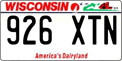 WI license plate 926XTN