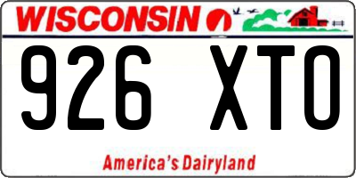 WI license plate 926XTO