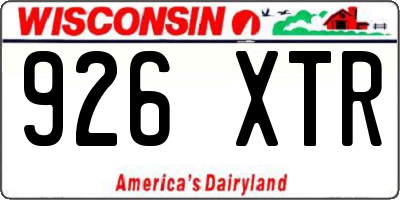 WI license plate 926XTR