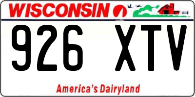 WI license plate 926XTV