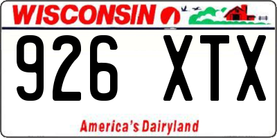 WI license plate 926XTX