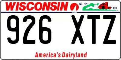 WI license plate 926XTZ