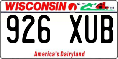 WI license plate 926XUB