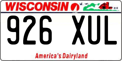 WI license plate 926XUL