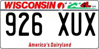WI license plate 926XUX