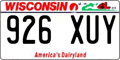 WI license plate 926XUY