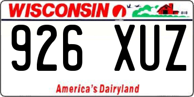 WI license plate 926XUZ