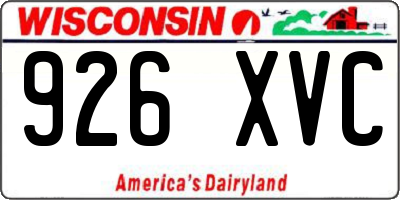 WI license plate 926XVC