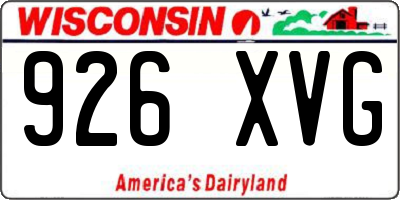 WI license plate 926XVG