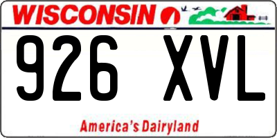 WI license plate 926XVL